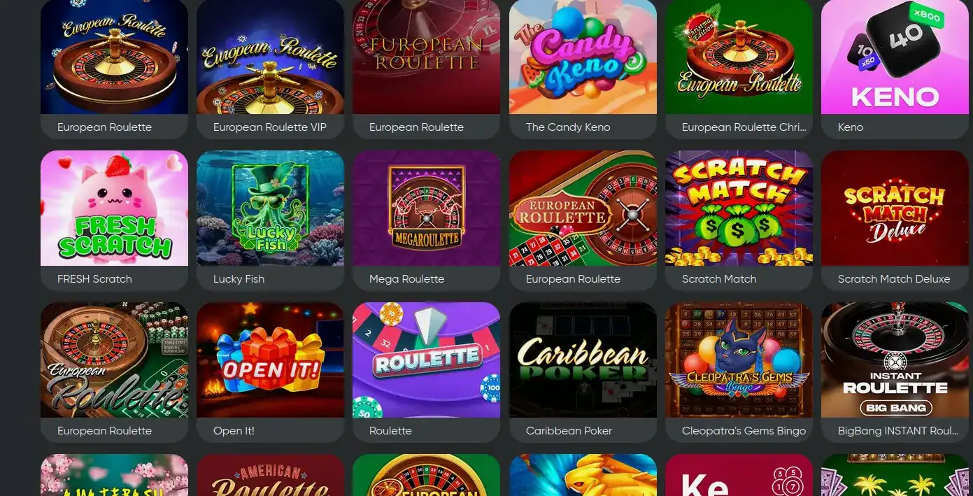 Интерфейс игрового зала Platinum casino с множеством слотов